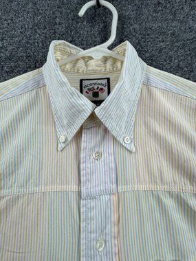 Faconnable Easter Patchwork Pastel Derby Medium Striped Blue Yellow Logo Men